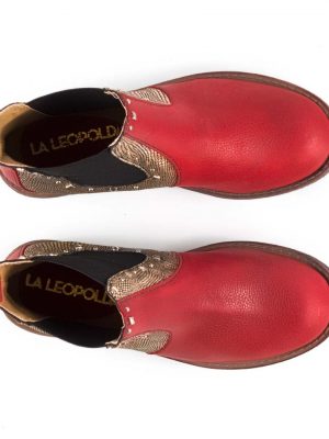 Botas bordo y doradas con elástico La Leopolda