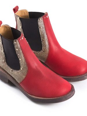 Botas bordo y doradas con elástico La Leopolda
