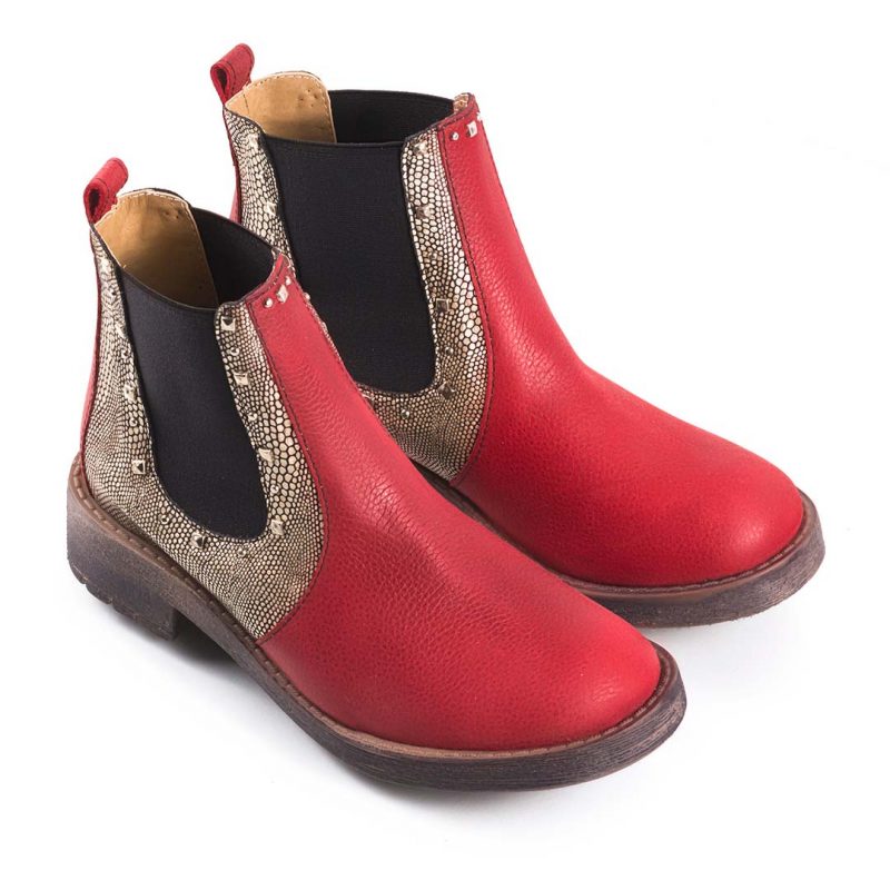 Botas bordo y doradas con elástico La Leopolda