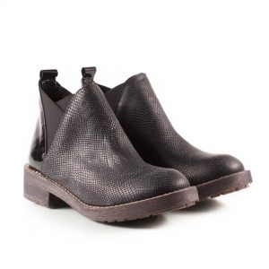 Botitas de cuero reptil negro