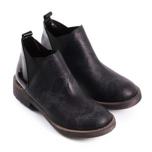 Botitas de cuero reptil negro