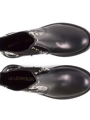 Botas elastco negras charol La Leopolda