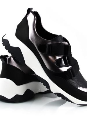 zapatillas urbanas de cuero metalizado