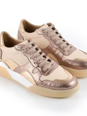 zapatillas de mujer de cuero metalizado a la moda