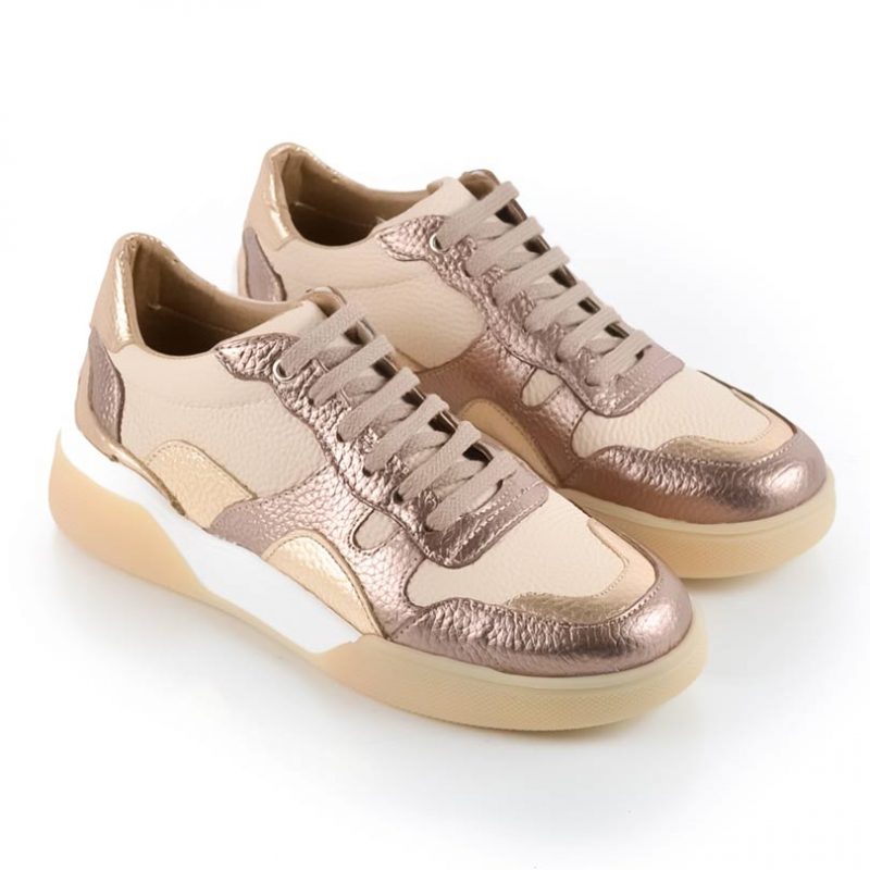 zapatillas de mujer de cuero metalizado a la moda