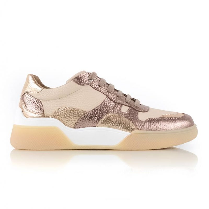 zapatillas urbanas de mujer de cuero metalizado con diseño original