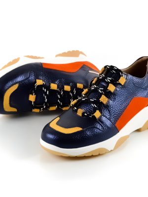 zapatillas de mujer en cuero azul tendencia