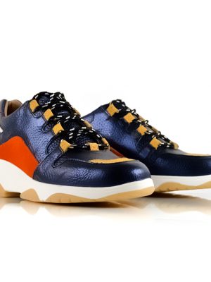 zapatillas urbanas de mujer en cuero azul