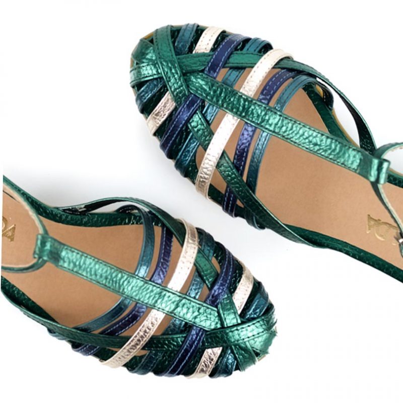 sandalias cyber monday Iris Verde Metalizado 03