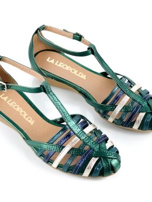 sandalias cyber monday Iris Verde Metalizado 01