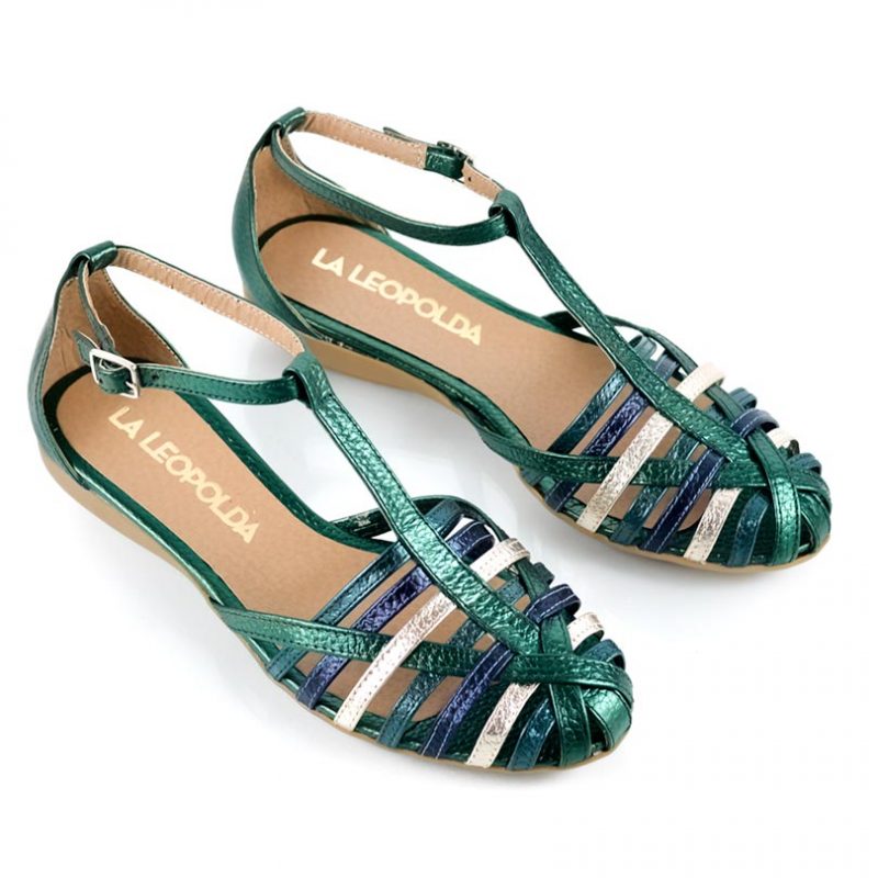 sandalias cyber monday Iris Verde Metalizado 01