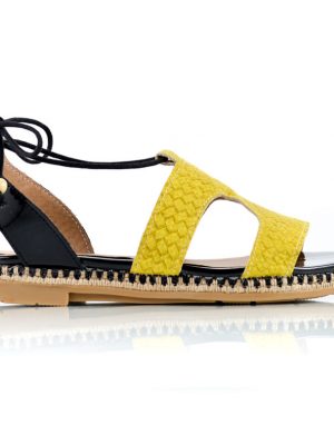 sandalias amarillas bajas de cuero 4