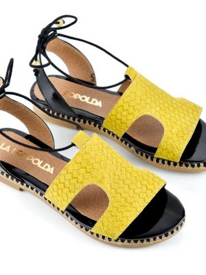 sandalias amarillas bajas de cuero 5