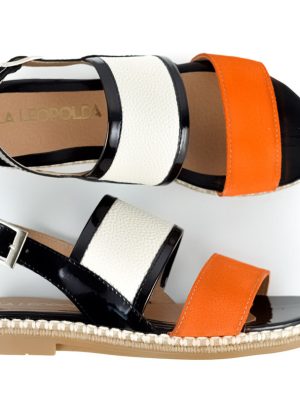 sandalias de cuero naranja y negro 4