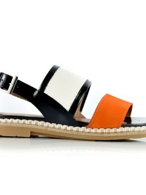 sandalias de cuero naranja y negro 5