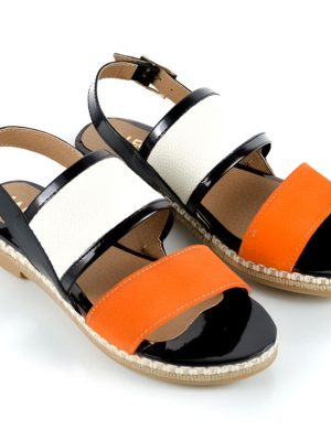 sandalias de cuero naranja y negro 3