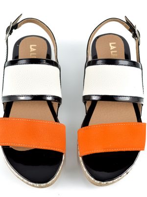 sandalias de cuero naranja y negro 2